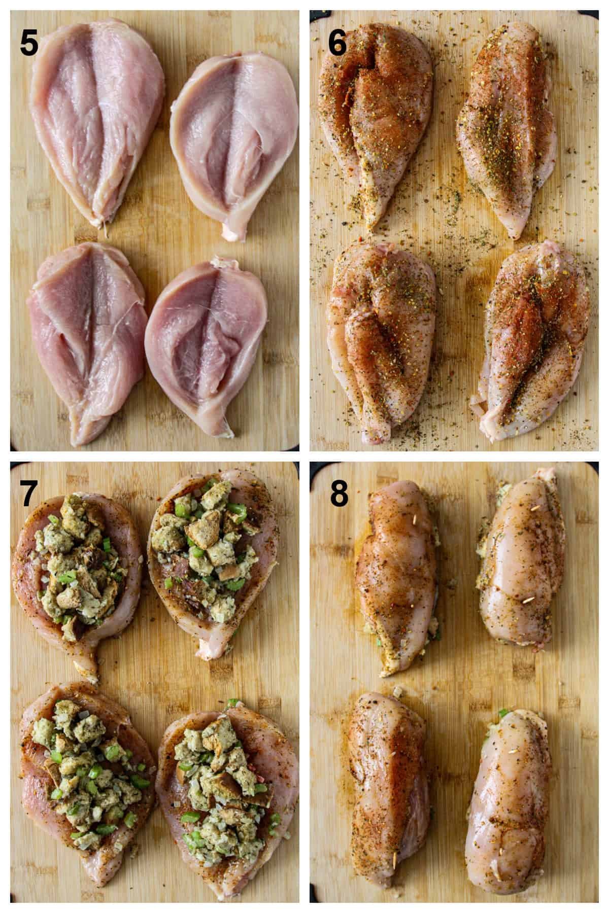 Steps five through eight of this recipe process.