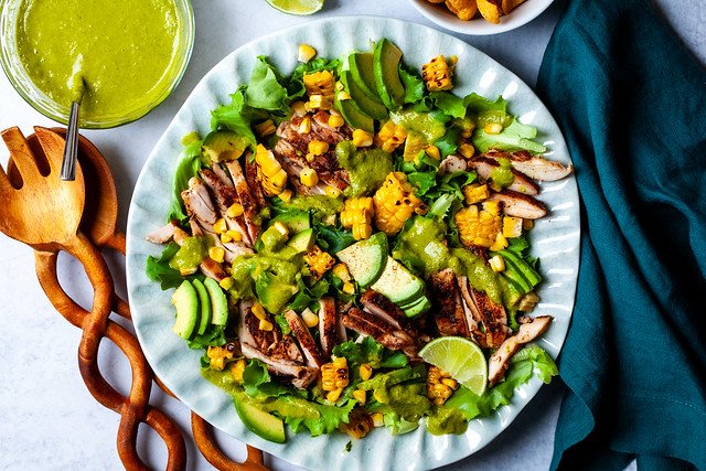 grilled chicken salad with cilantro lime dressing-10