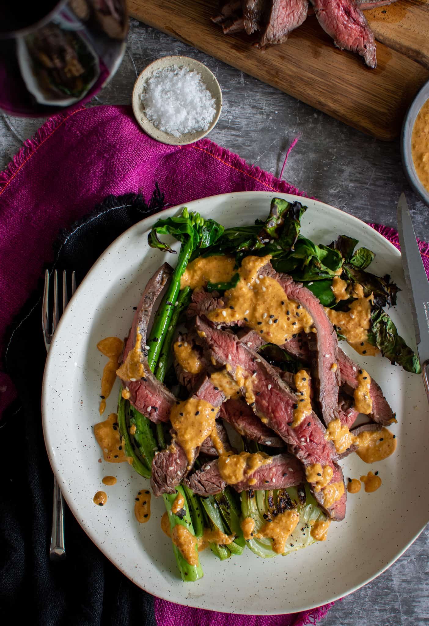 Grilled Flank Steak & Kimchi Sauce