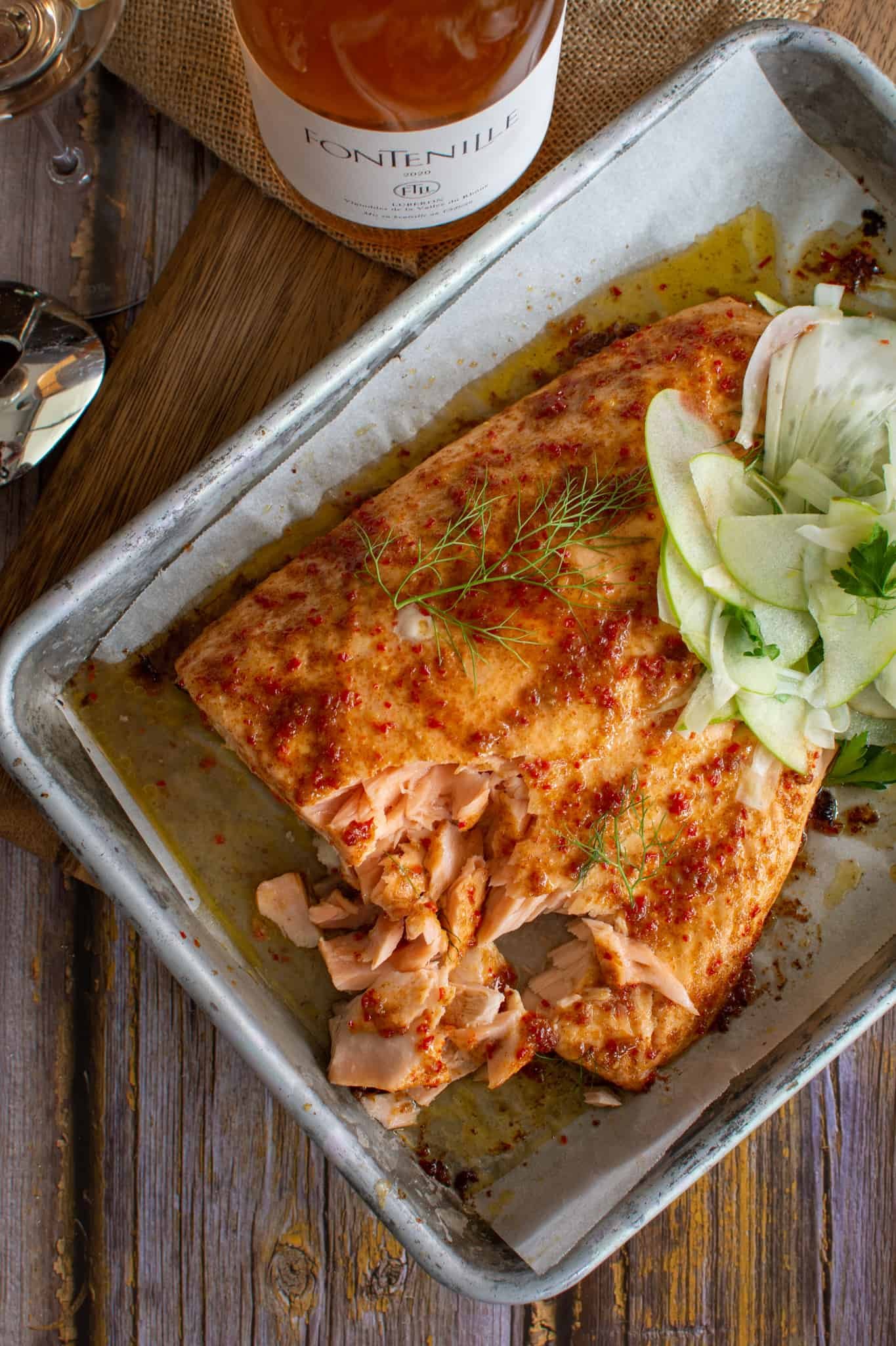 Baked Salmon w/ Maple & Chilli Dressing