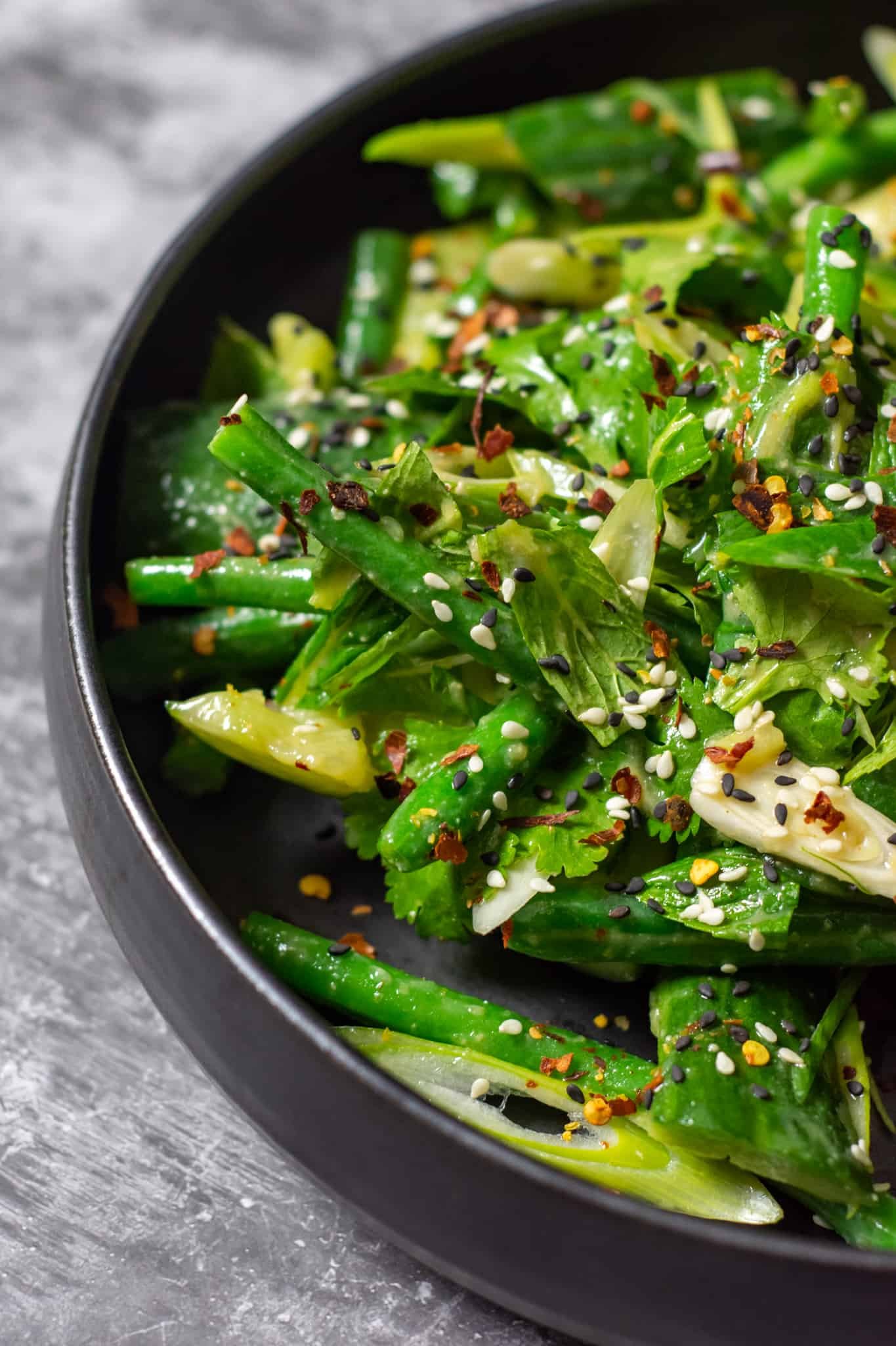 smashed cucumber salad in a bowl 