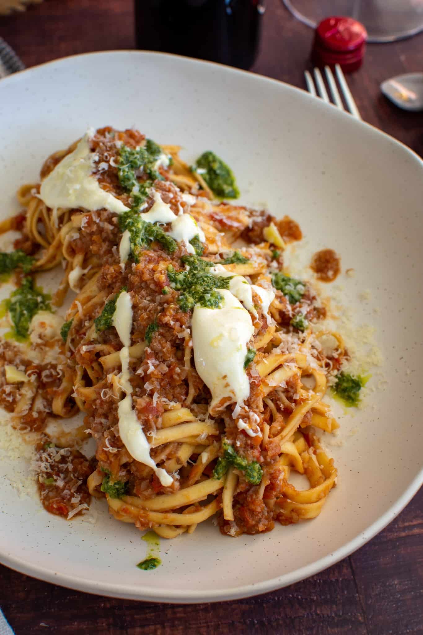 a bowl of vegetable bolognese